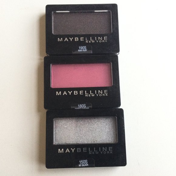 Set of 3 Maybelline Expertwear Shadow NY Silver  Fierce Fuschia Raw Ruby - Picture 1 of 5